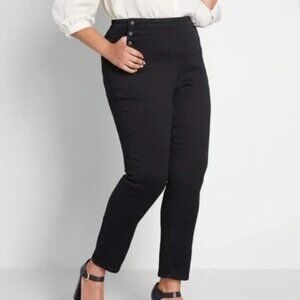 Modcloth Black Sailorette Denim Jeans Size 18 High Waisted EUC
